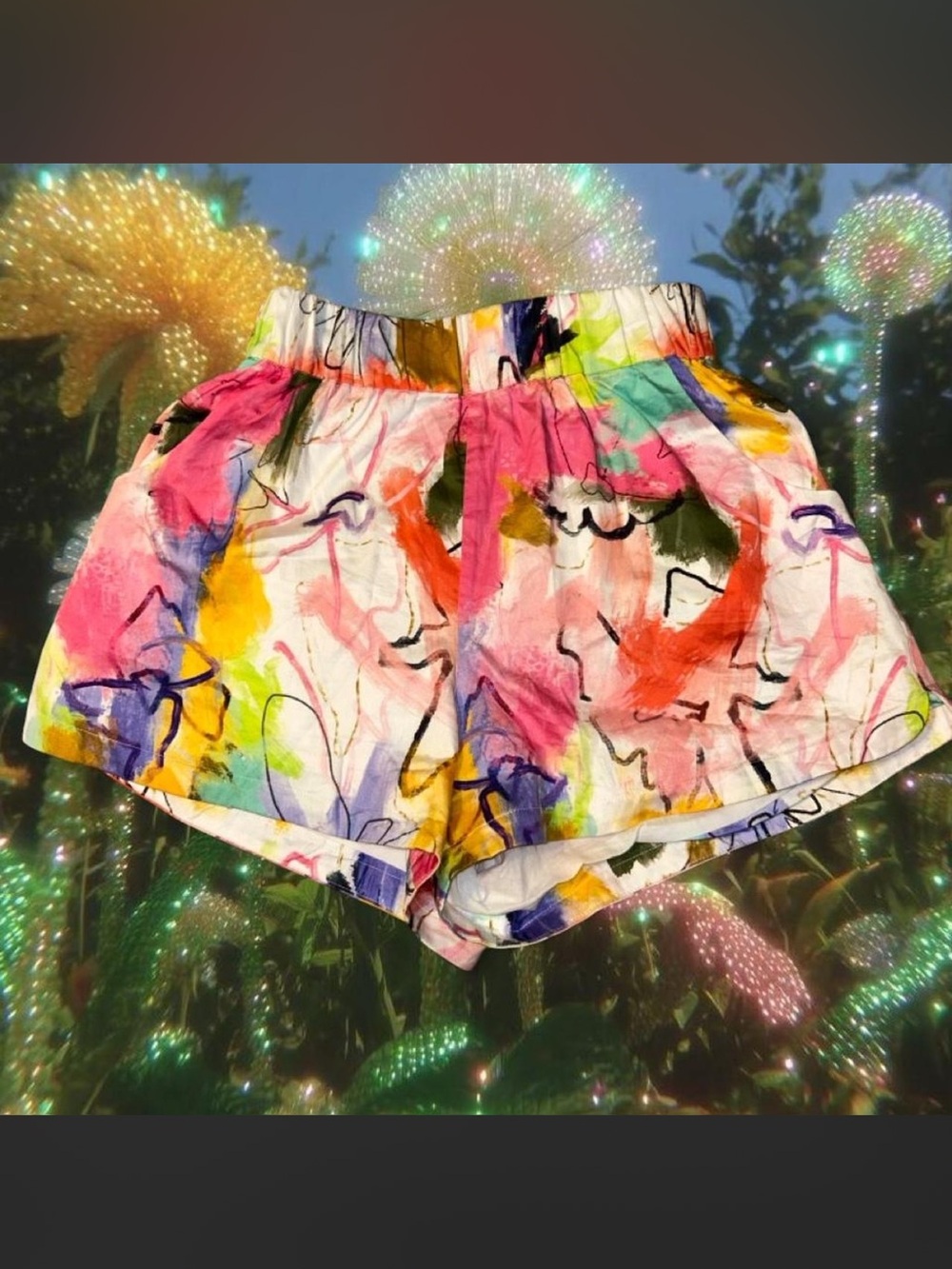 Crosby by Mollie Burch 100% Cotton multicolored abstract brushstroke print short